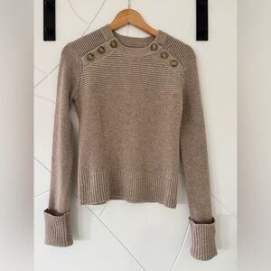 Faherty Mulino Sweater with Button Details Quinoa Sz Small